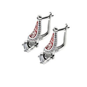925 Sterling Silver Women's Earrings Red (Kazakhstan made)